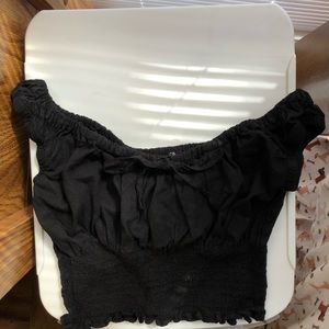 Brandy Melville black Frilly Crop Top